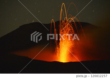 阿蘇山の噴火 夜景 阿蘇山の噴火 夜景 120812257