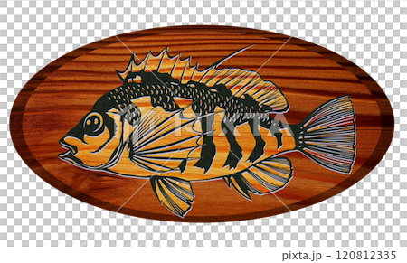 鹹水魚 Okigonbe 的木畫剪紙插圖 120812335