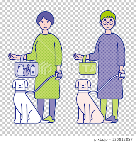 A woman with a pet dog [set] 120812857