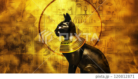 Black cat with mystic background 120812871