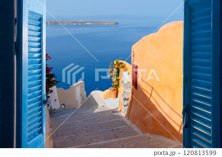 beautiful details of Santorini island, Greece 120813599