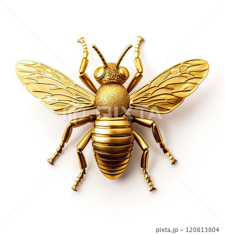 golden bee isolated on white background. 120813804