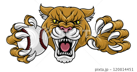 Cougar Panther Mountain Lion Puma Baseball Mascot Cougar Panther Mountain Lion Puma Baseball Mascot 120814451