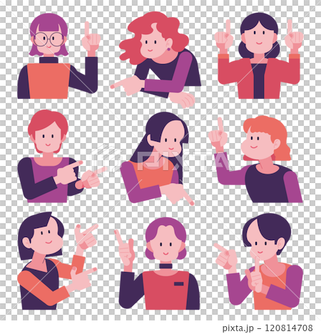 Illustration of people pointing in various directions Illustration of people pointing in various directions 120814708