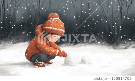 雪遊びをする子どものイラスト 雪遊びをする子どものイラスト 120814709
