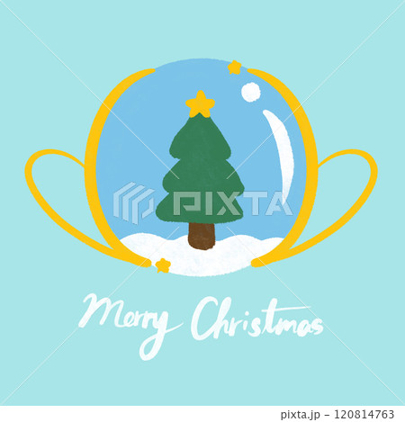 クリスマスカード　クリスマスツリーのスノードーム 120814763