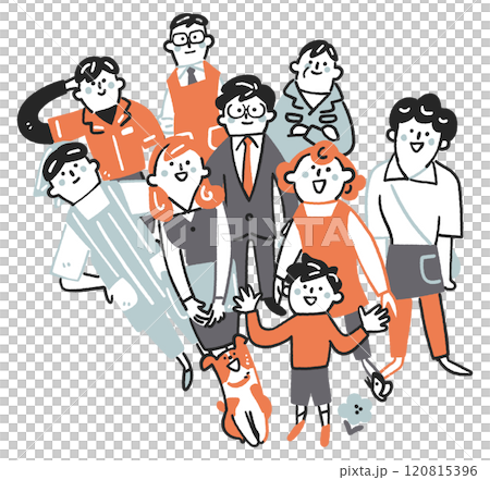 Stock illustration material of a set of non-regular workers who support society and people who support each other Stock illustration material of a set of non-regular workers who support society and people who support each other 120815396