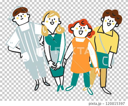 非正規雇用で働く女性たち　セットのストックイラスト素材	 120815397