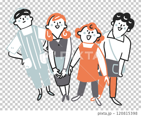 非正規雇用で働く女性たち　セットのストックイラスト素材	 120815398