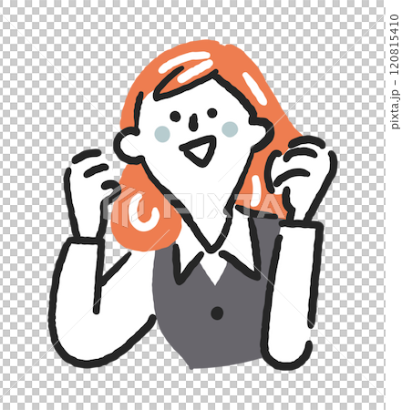 ガッツポーズを取る女性事務員　ストックイラスト素材 120815410