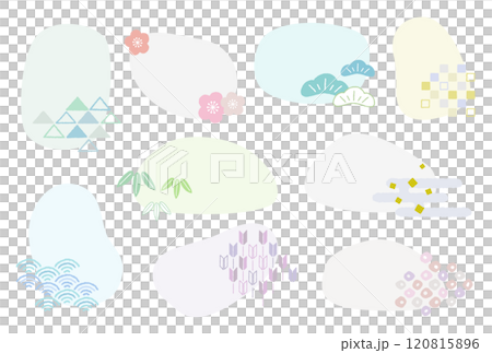 Hand-drawn Japanese-style frame illustration set 120815896