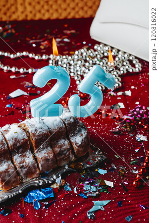 number-shaped candles forming number 25 120816022