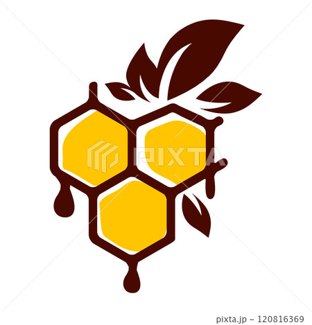The honeycomb with leaves around it 120816369