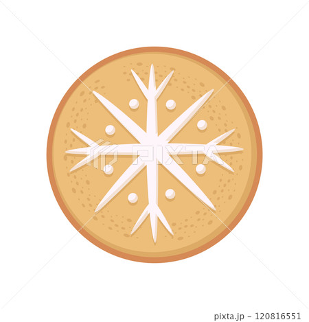 Christmas gingerbread cookie round shape decorated with icing. Illustration of a holiday treat on a white background. Christmas gingerbread cookie round shape decorated with icing. Illustration of a holiday treat on a white background. 120816551