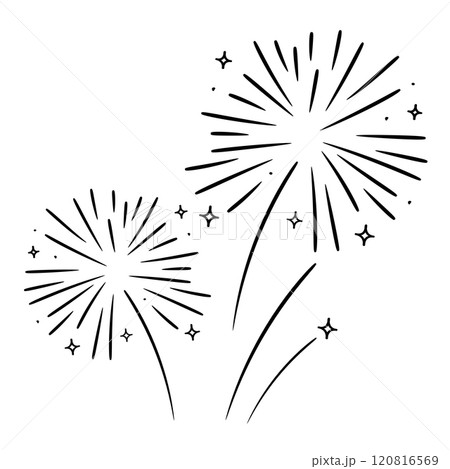 Hand drawn firework. Linear vector explosion. Doodle sketch. 120816569