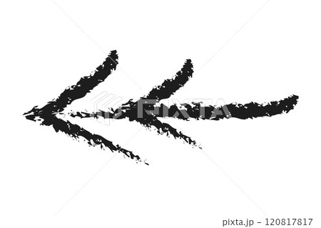 Double left arrow. Hand drawn charcoal arrow. 120817817