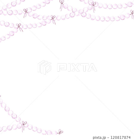 Christmas garlands frame border. Hand drawn watercolor illustration of string of beads isolated on white background. Can be used for postcard, invitation, scrapbook and other printed products. Christmas garlands frame border. Hand drawn watercolor illustration of string of beads isolated on white background. Can be used for postcard, invitation, scrapbook and other printed products. 120817874
