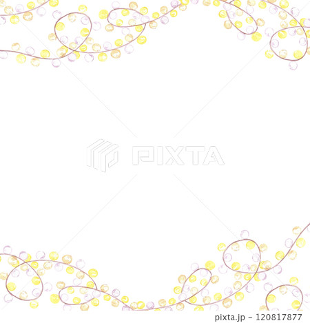 Christmas garlands frame border. Hand drawn watercolor illustration of string of lights isolated on white background. Can be used for postcard, invitation, scrapbook and other printed products. Christmas garlands frame border. Hand drawn watercolor illustration of string of lights isolated on white background. Can be used for postcard, invitation, scrapbook and other printed products. 120817877