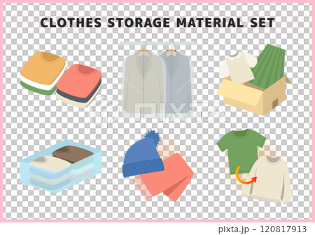 Illustration set of clothes change, clothing storage, etc. 120817913