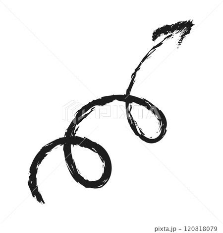 Hand drawn curling up right arrow. Charcoal arrow. 120818079