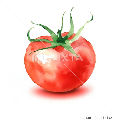 シンプルな水彩画のトマト　白バック 120818132