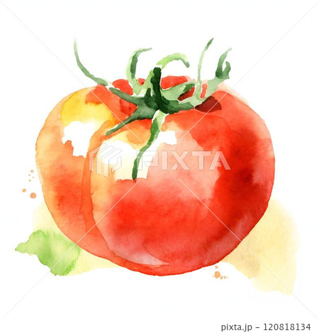 シンプルな水彩画のトマト　白バック 120818134