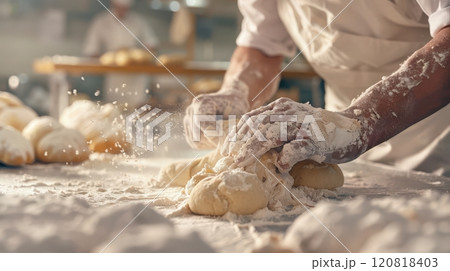 Bakers Are Kneading Dough For Pastries 120818403
