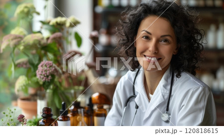 Holistic Medical Doctor Portrait with Plants 120818615