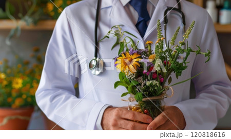 Holistic Medical Doctor Portrait with Plants 120818616