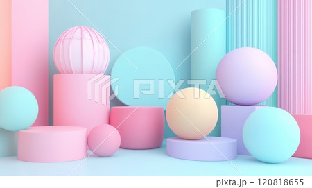 3D abstract shapes in a pastel palette 3D abstract shapes in a pastel palette 120818655