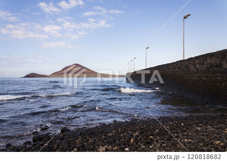 Montana Roja mountain on Tenerife coast near El Medano, Canary Islands, Spain, sunny summer day 120818682