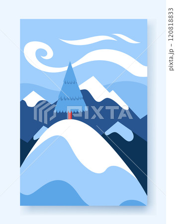 Winter background for social media. Abstract winter banner with falling snowflakes. Vector design of winter season elements for greeting card or post advertising template Winter background for social media. Abstract winter banner with falling snowflakes. Vector design of winter season elements for greeting card or post advertising template 120818833