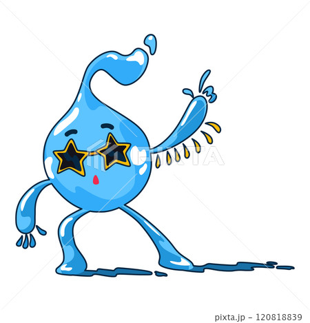 Water drop cartoon character, face emotion. Water character expression vector illustration. Save water. Sweat isolated emoticon icon 120818839