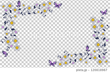 植物と蝶のフレームイラスト 植物と蝶のフレームイラスト 120818987