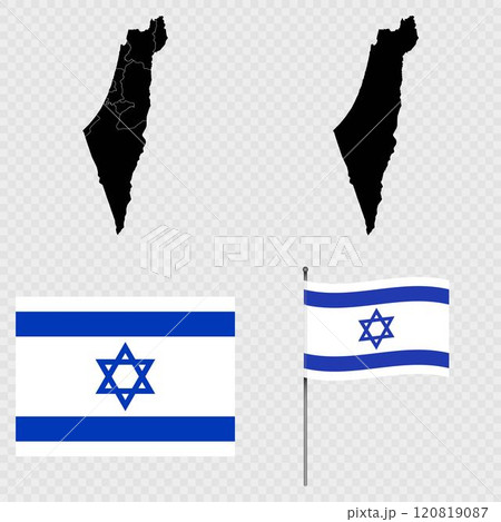 Set of maps, flag and flagpole of Israel. Vector illustration. Set of maps, flag and flagpole of Israel. Vector illustration. 120819087