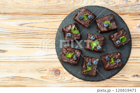 Homemade chocolate brownie photography . Top view 120819471