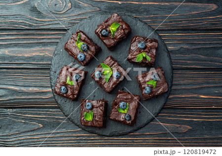 Homemade chocolate brownie photography . Top view Homemade chocolate brownie photography . Top view 120819472
