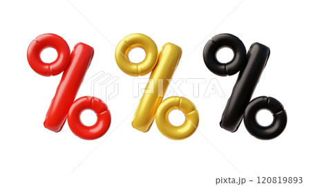 Set of 3 large inflatable percent icons. Set of 3 large inflatable percent icons. 120819893