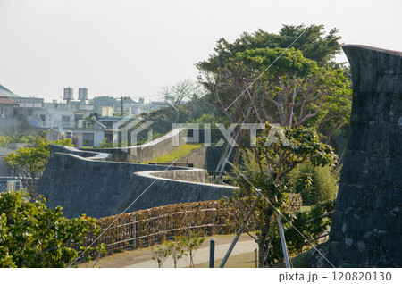Walls of Shurijo castle, former capital of Ryukyu Kingdom and World Heritage Site in Naha, Okinawa, Japan 120820130