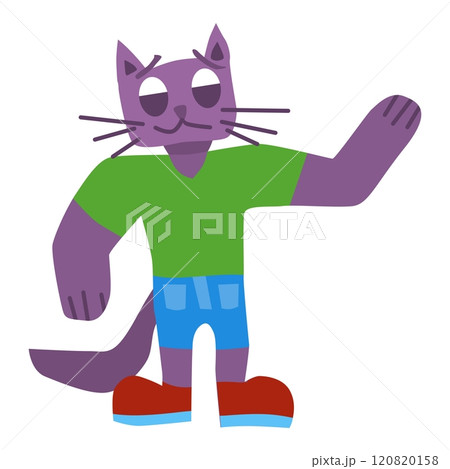 funny cat character in green t-shirt good vector funny cat character in green t-shirt good vector 120820158