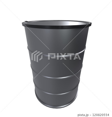 3D rendering of a cylindrical metal container with a wide opening 3D rendering of a cylindrical metal container with a wide opening 120820554