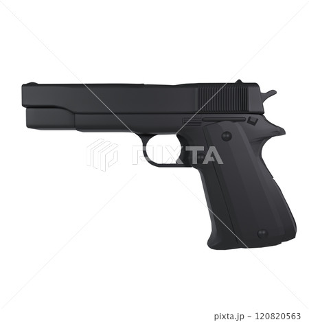 3D rendering of a modern handgun with sleek design and matte finish 3D rendering of a modern handgun with sleek design and matte finish 120820563