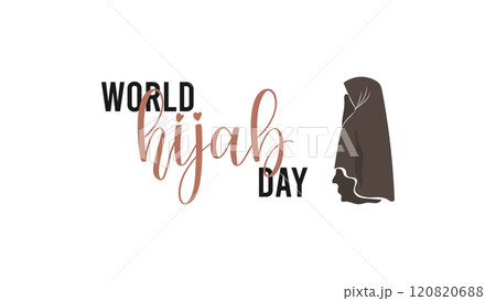 World Hijab Day Celebration,banner poster,greeting card,for social media posts. Islamic religious clothing. Web banner in flat style on white background.February 1. 120820688