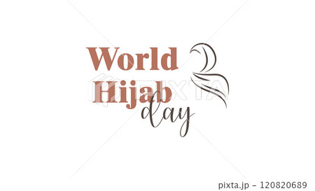 World Hijab Day Celebration,banner poster,greeting card,for social media posts. Islamic religious clothing. Web banner in flat style on white background.February 1. 120820689