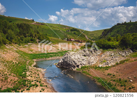 Summer Landscape with Uvac River Flowing in Canyon 120821556