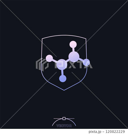 shield and molecule vector icon with gradient shield and molecule vector icon with gradient 120822229