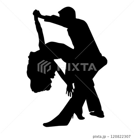 Silhouette of tango dance pair. Couple dancers Silhouette of tango dance pair. Couple dancers 120822307