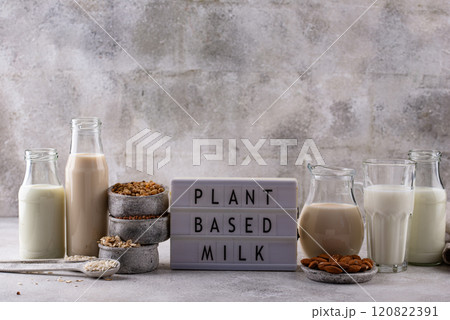 Plant based vegan non dairy alternative milk 120822391