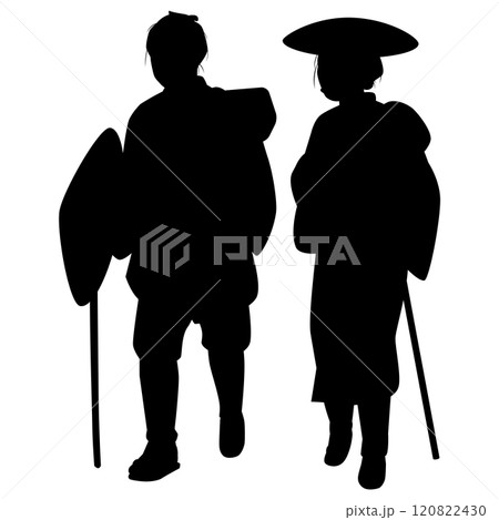 旅装束の夫婦 120822430