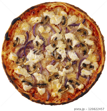 Pizza with mushrooms and chicken 120822457